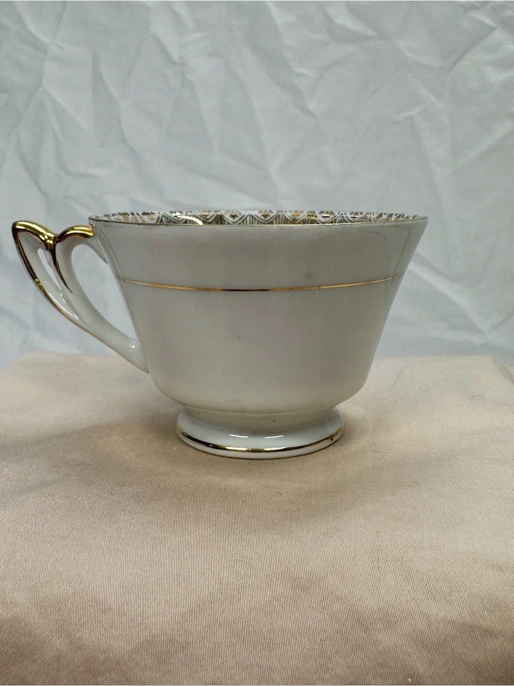 Vintage Red Gold Tea Cup and Saucer Geometric Floral, Ucagco Japan, Excellent